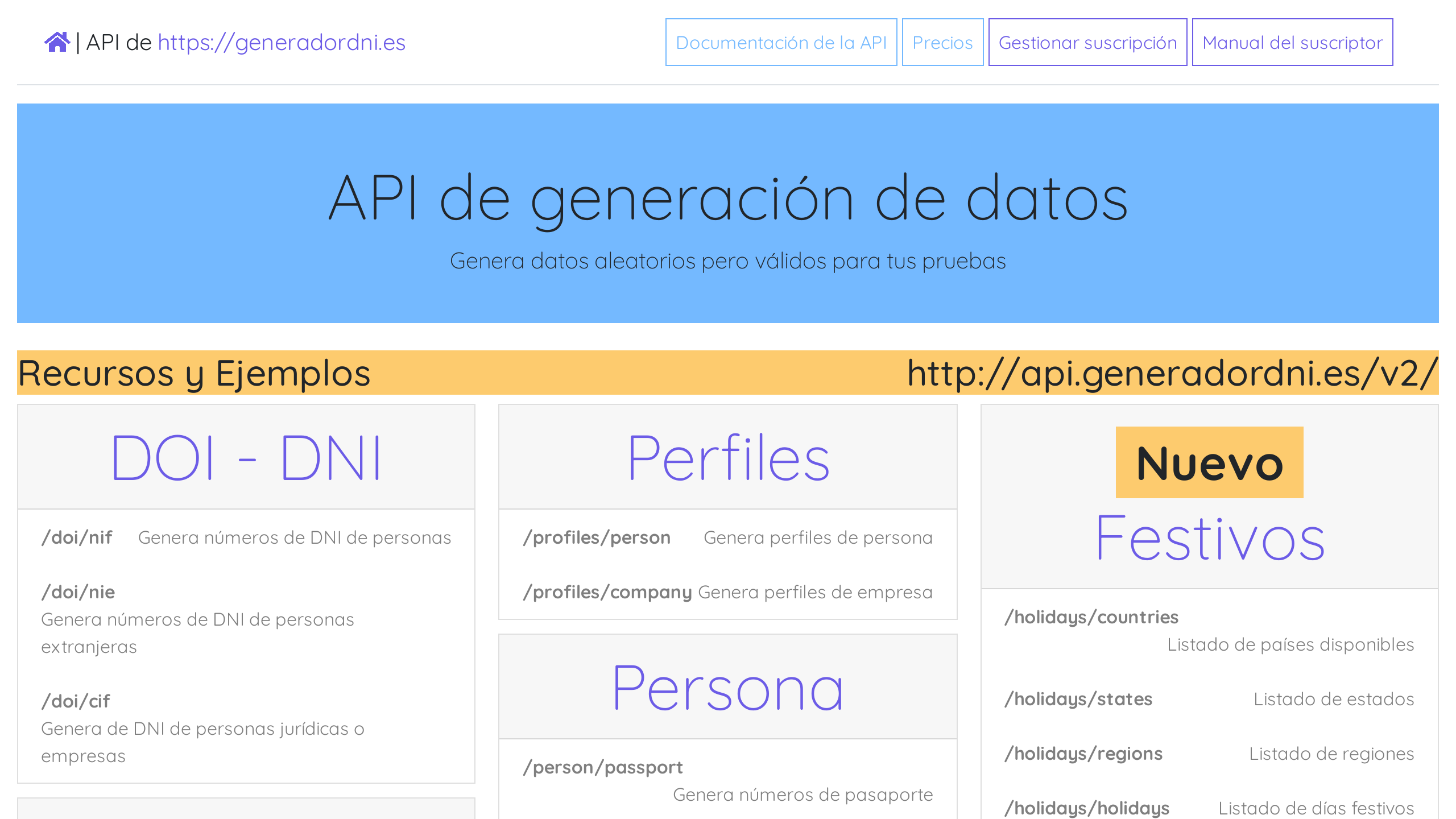 GeneradorDNI's website screenshot