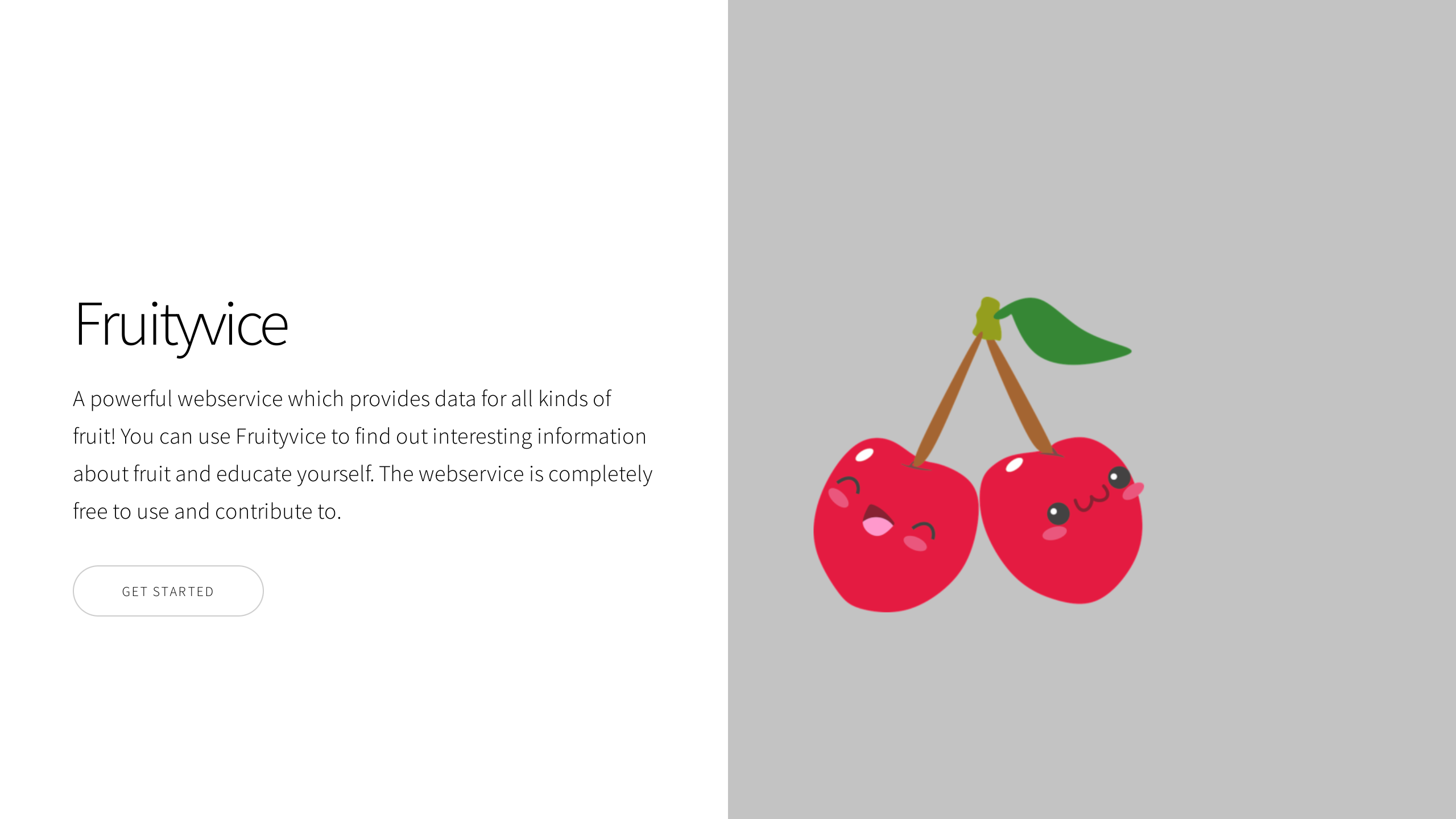 Fruityvice's website screenshot