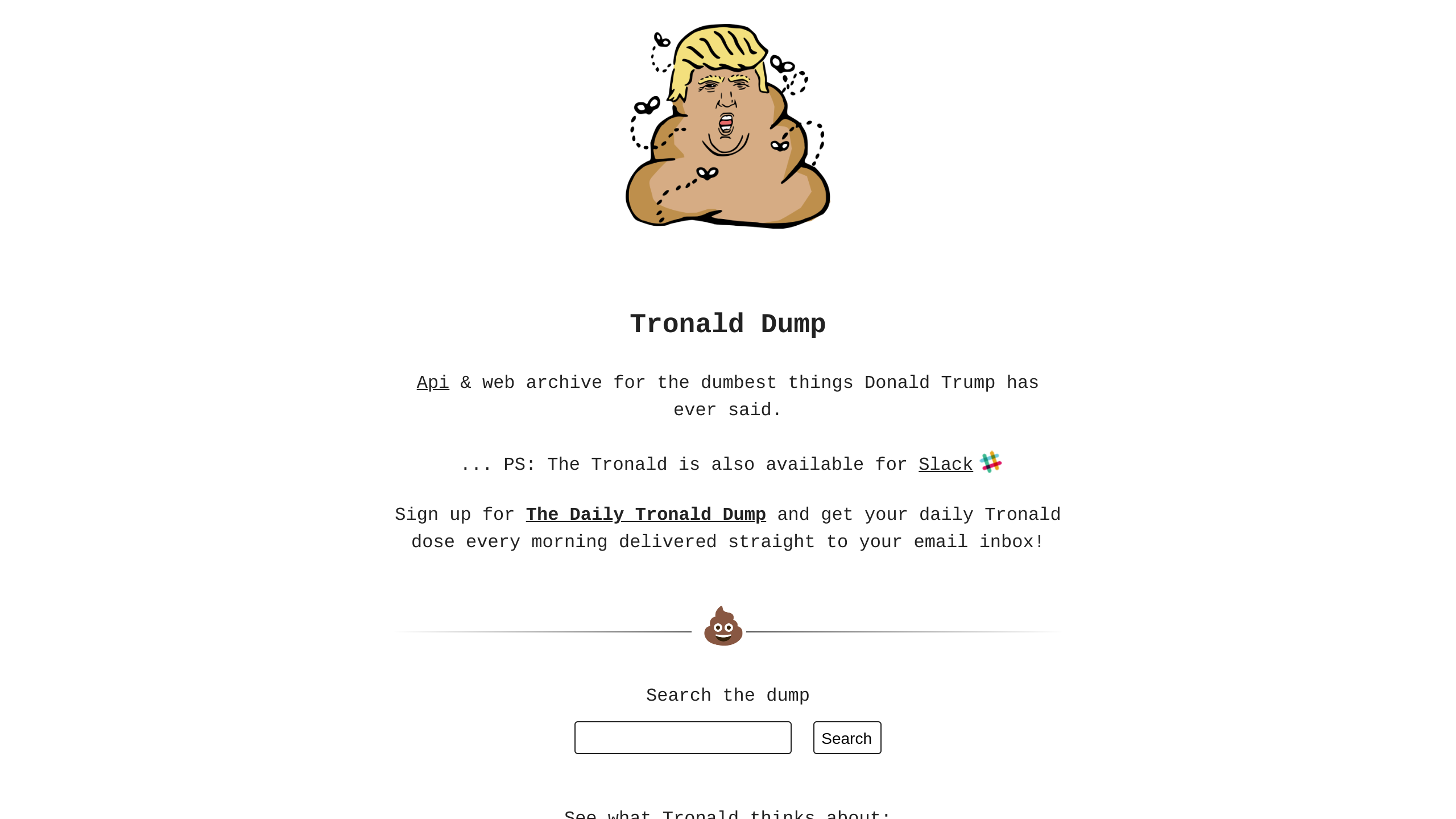 Tronald Dump's website screenshot