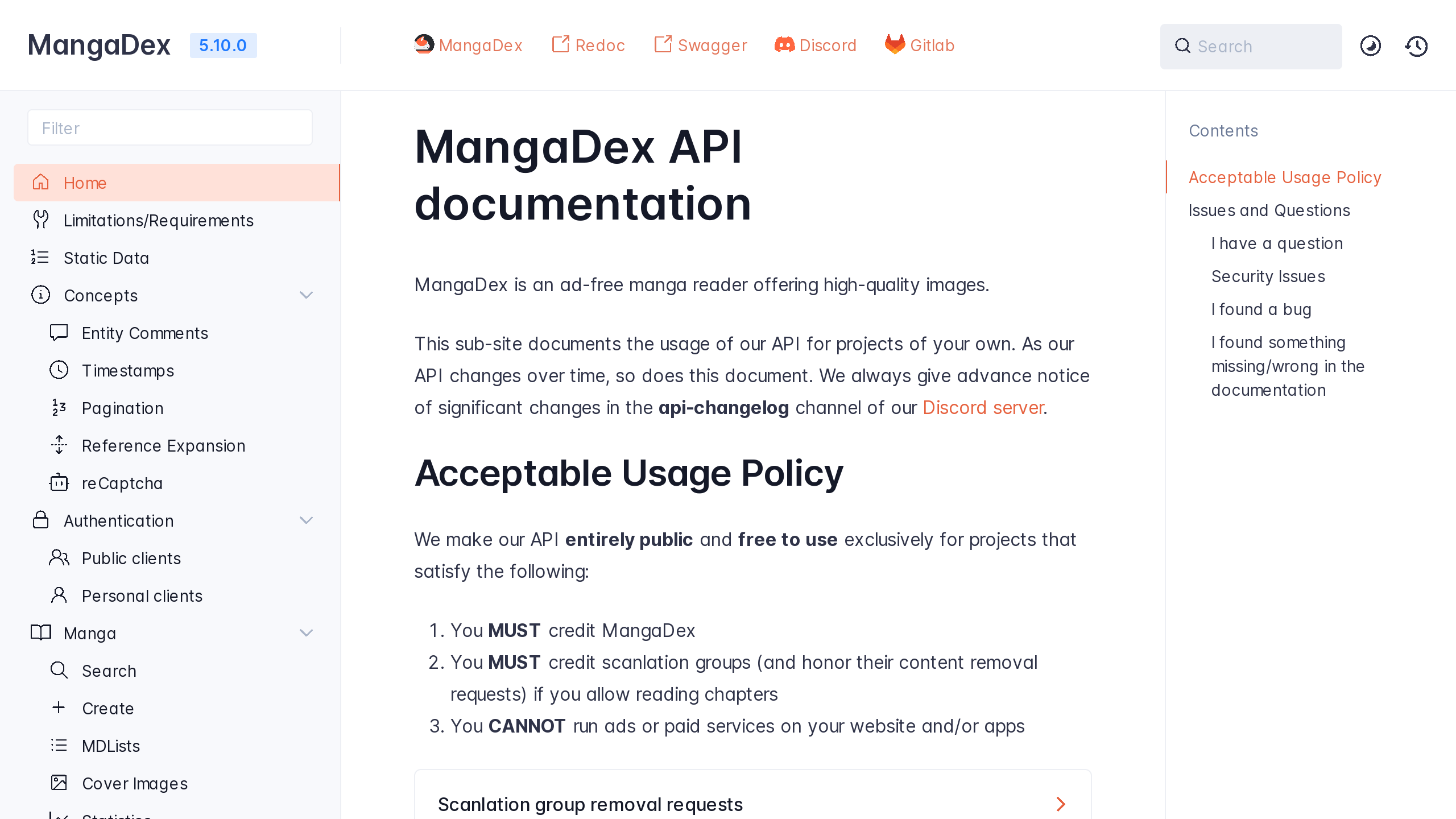 MangaDex's website screenshot