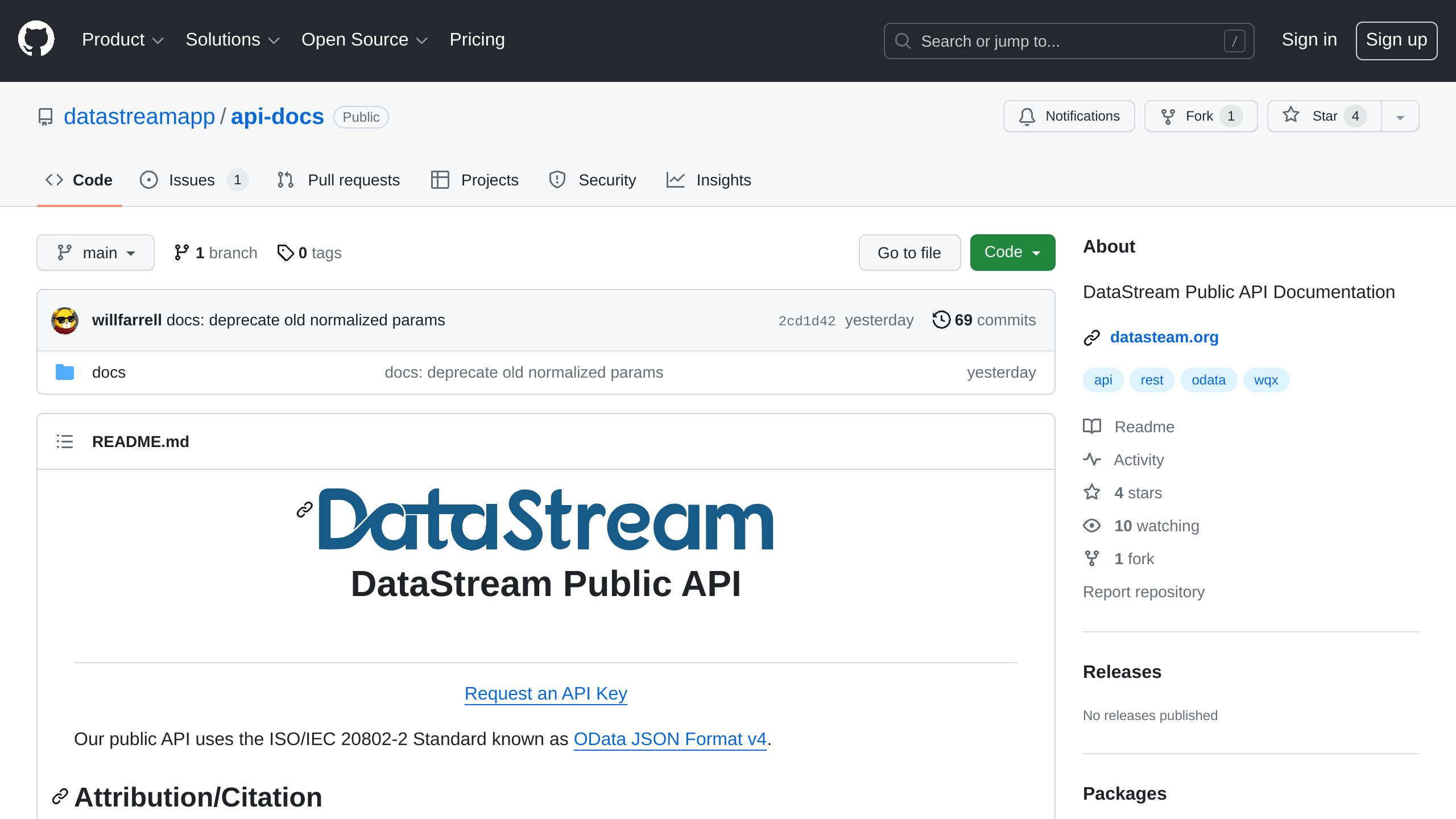 DataStream's website screenshot