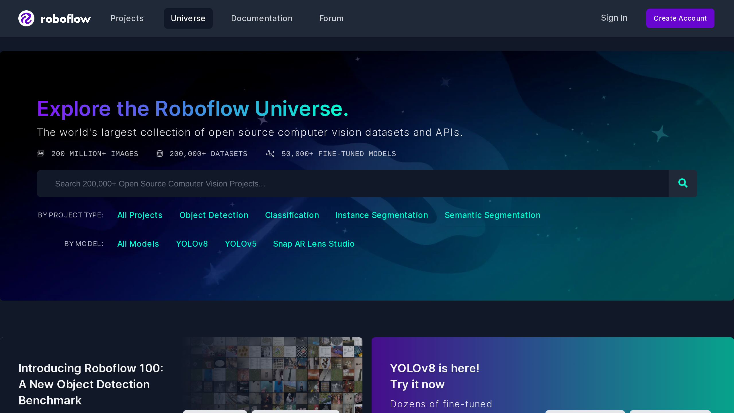 Roboflow Universe's website screenshot