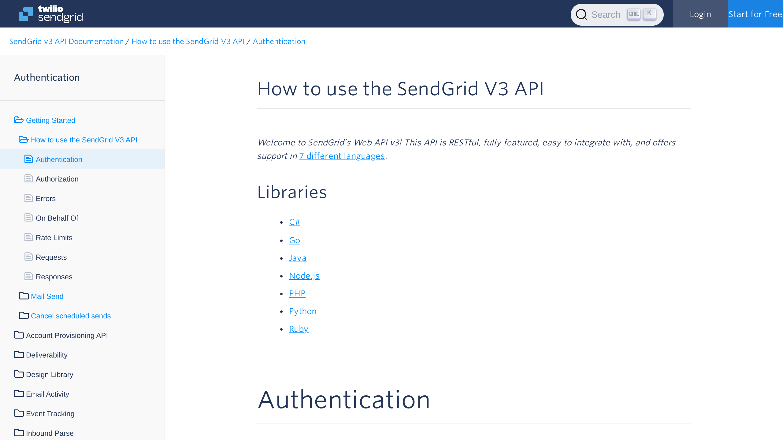 Sendgrid's website screenshot