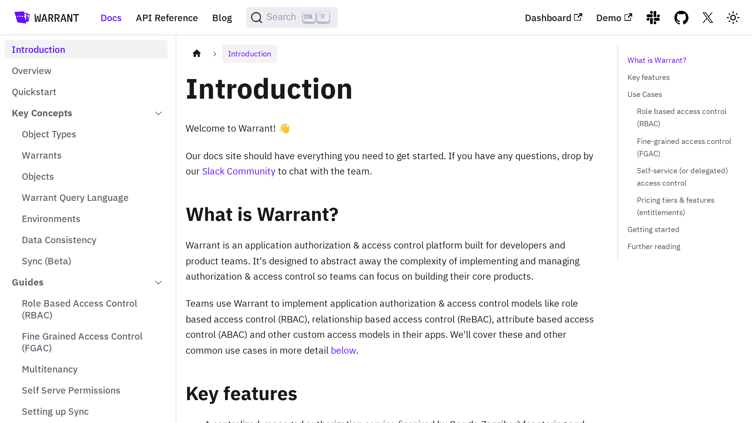 Warrant's website screenshot