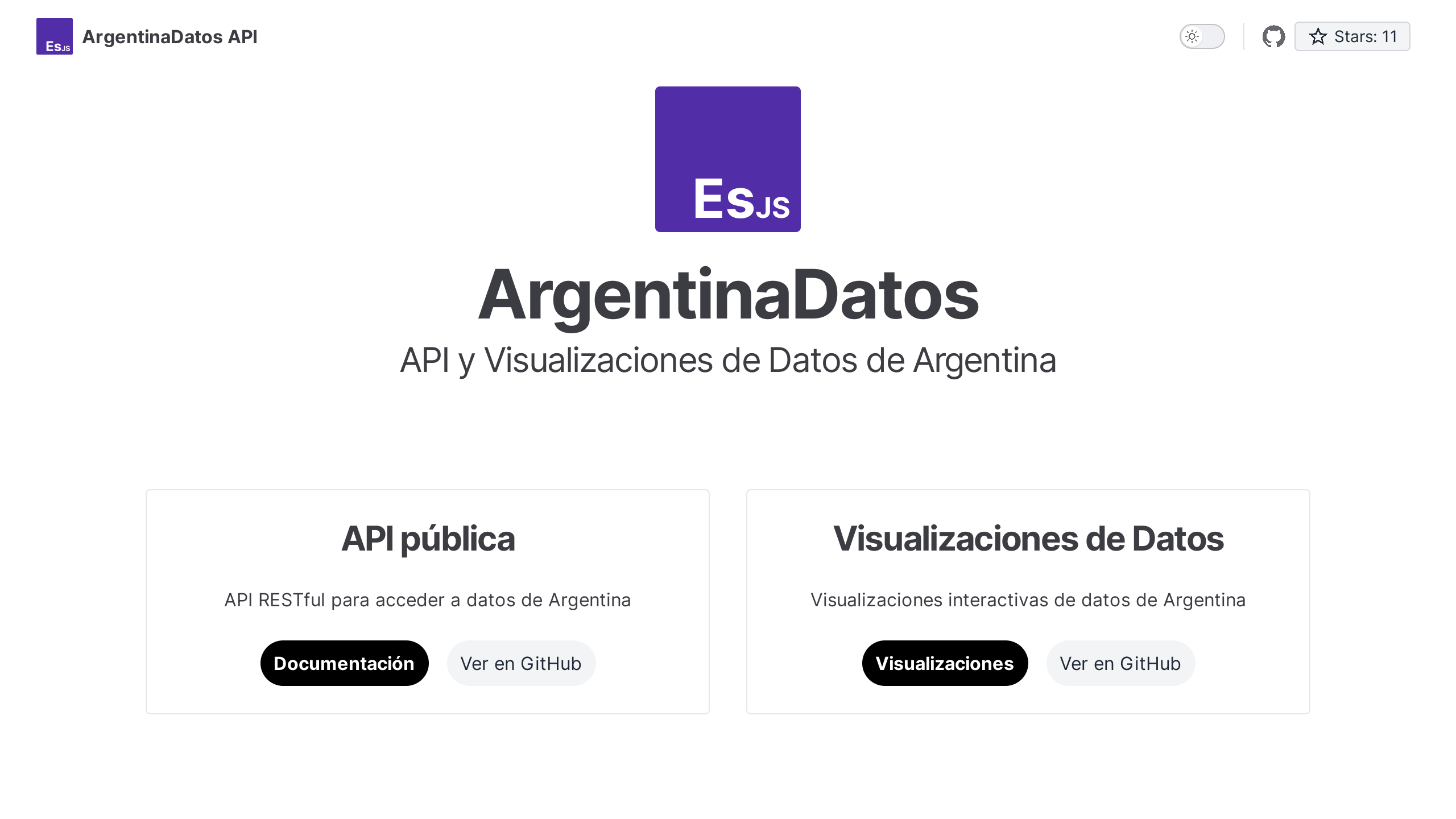 ArgentinaDatos's website screenshot