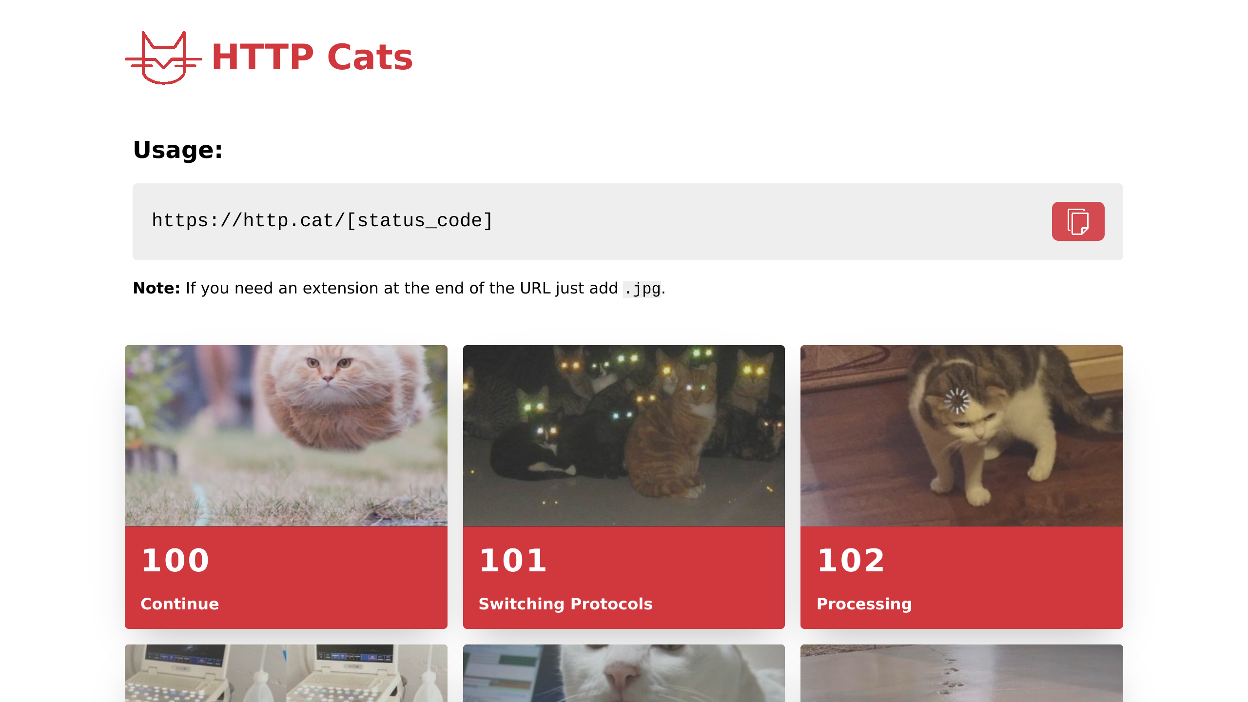 HTTP Cat's website screenshot